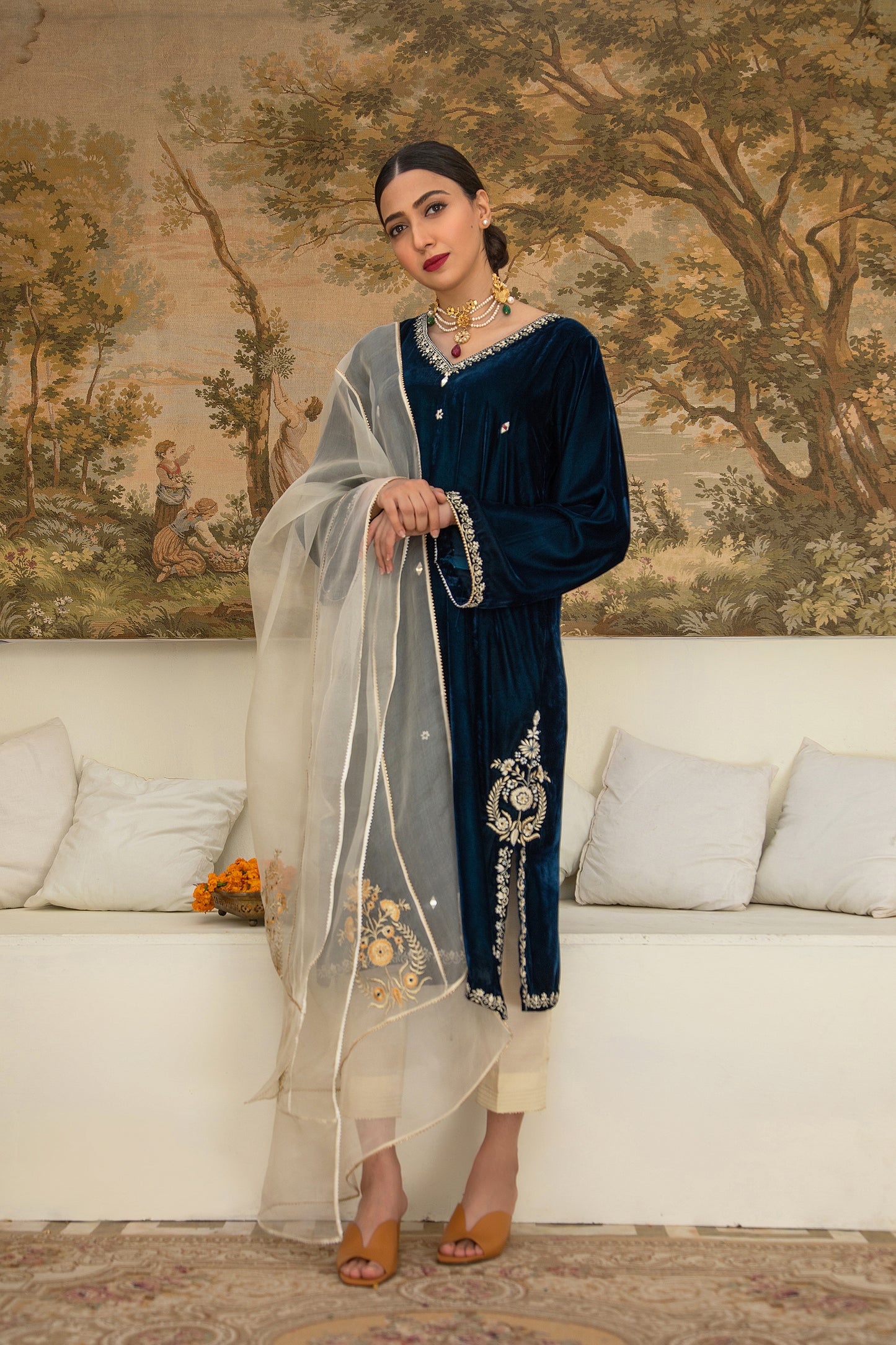 velevt, navy blue, wedding , formals, designer wear , winter pret, Gazelle by Roma Abbas