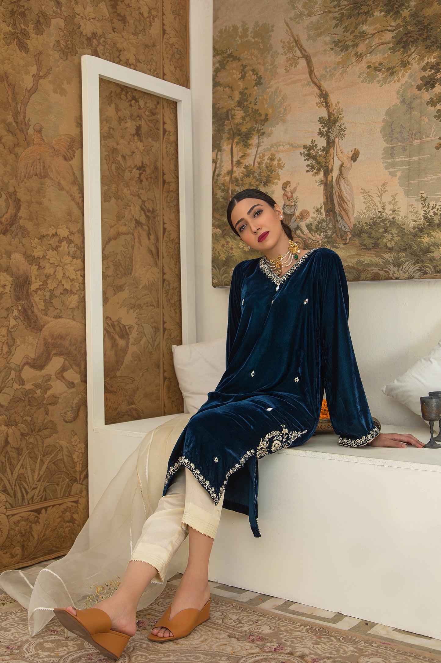 velevt, navy blue, wedding , formals, designer wear , winter pret, Gazelle by Roma Abbas