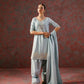 Sky Blue embroidered formal dress front view
