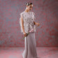 Lilac embroidered formal dress front view
