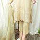 Bisque ivory semi formal embroidery organza raw silk 3 piece stitched  (5)