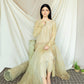 Bisque ivory semi formal embroidery organza raw silk 3 piece stitched 