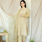 Bisque ivory semi formal embroidery organza raw silk 3 piece stitched  (3)