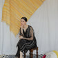 Black Majesty organza raw silk embroidered  4 piece stitched white dupatta  (7)