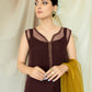 Dark Orchid Chocolate brown organza raw silk mustrud 4 piece Stitched (1)