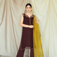 Dark Orchid Chocolate brown organza raw silk mustrud 4 piece Stitched (3)