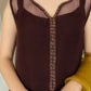 Dark Orchid Chocolate brown organza raw silk mustrud 4 piece Stitched (4)