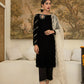 black , velvet, formal , wedding outfit, embroidered. Gazelle by Roma Abbas 