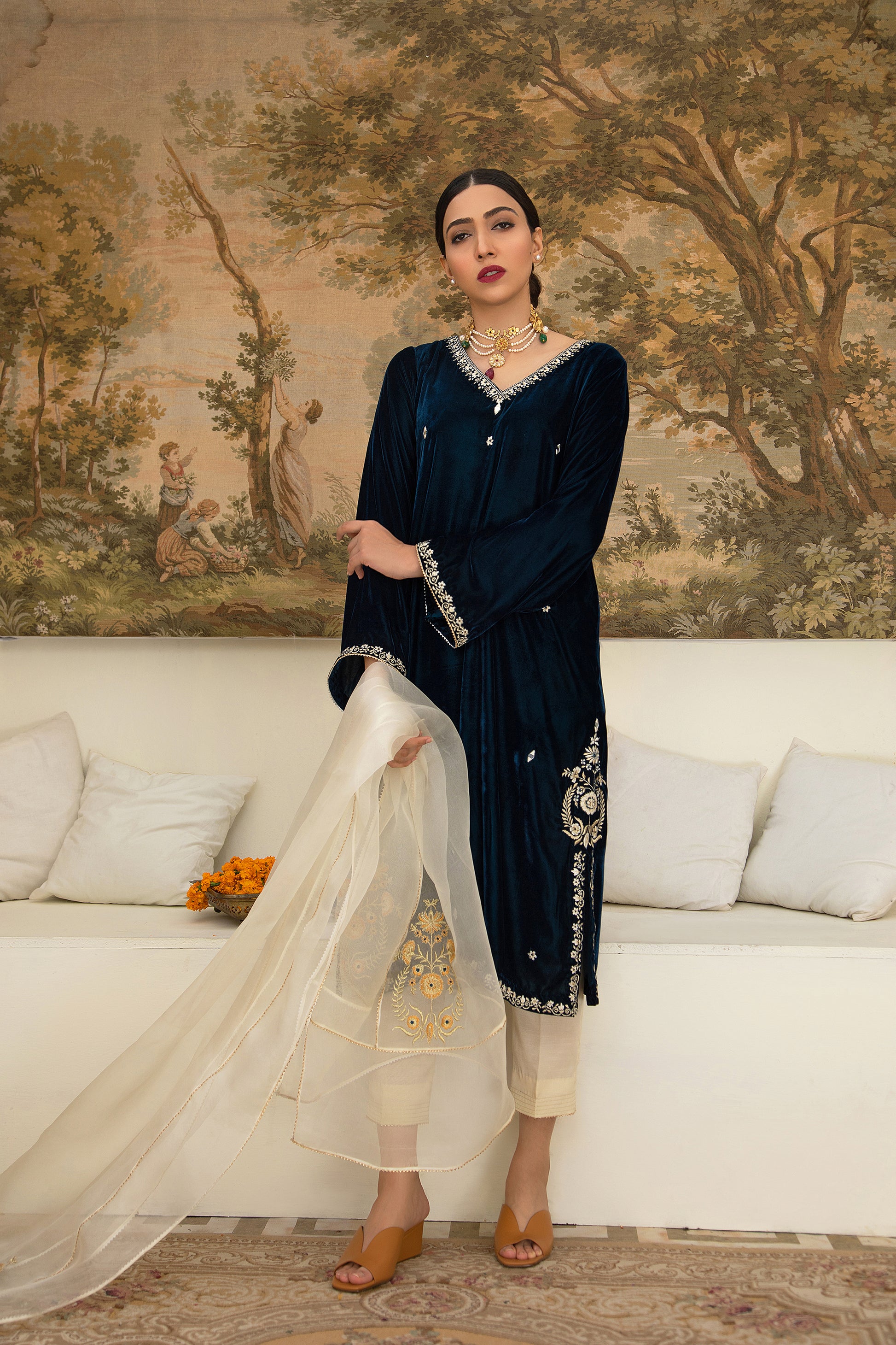 velevt, navy blue, wedding , formals, designer wear , winter pret, Gazelle by Roma Abbas 