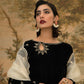black , velvet, formal , wedding outfit, embroidered. Gazelle by Roma Abbas 