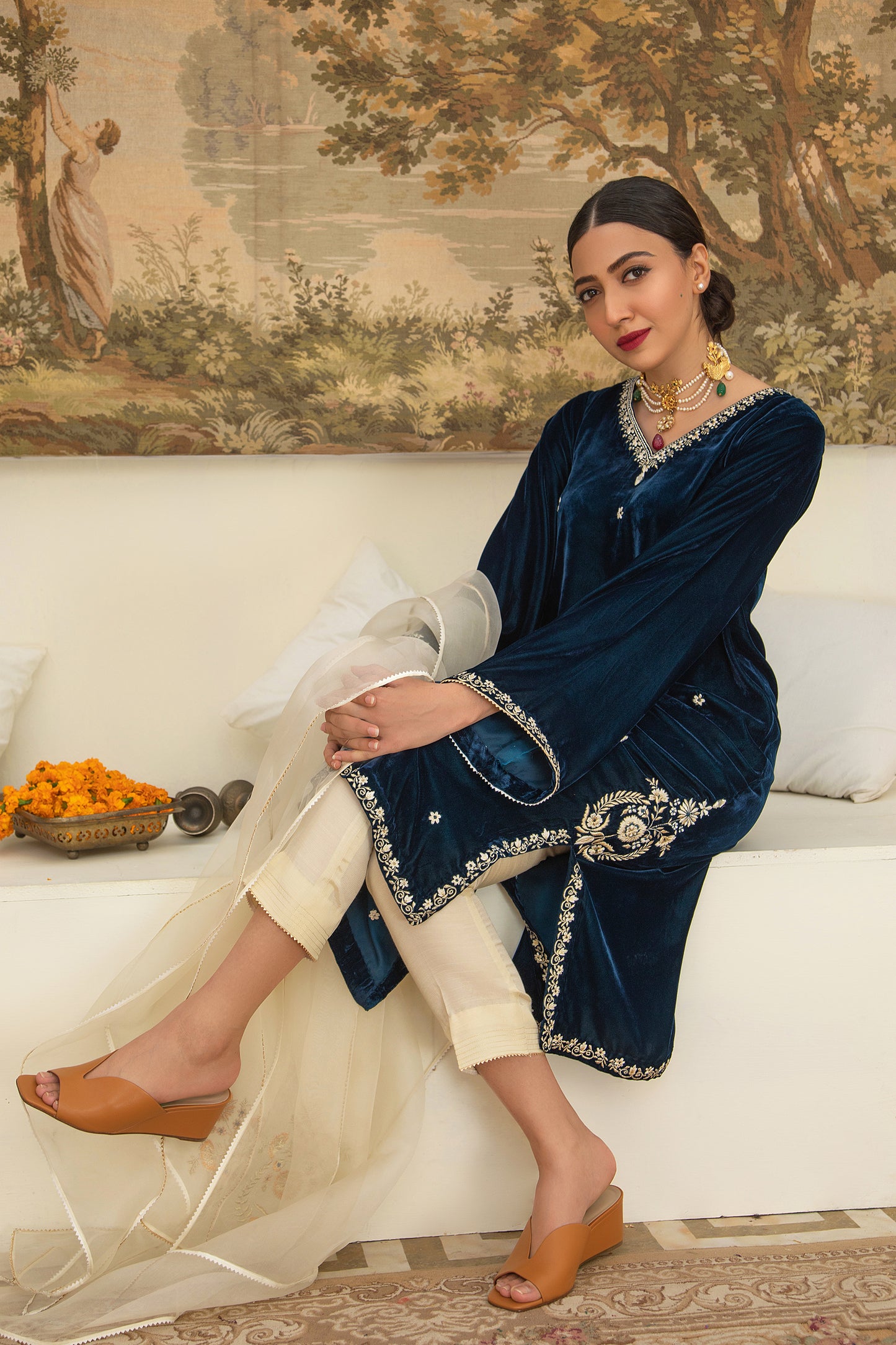 velevt, navy blue, wedding , formals, designer wear , winter pret, Gazelle by Roma Abbas 