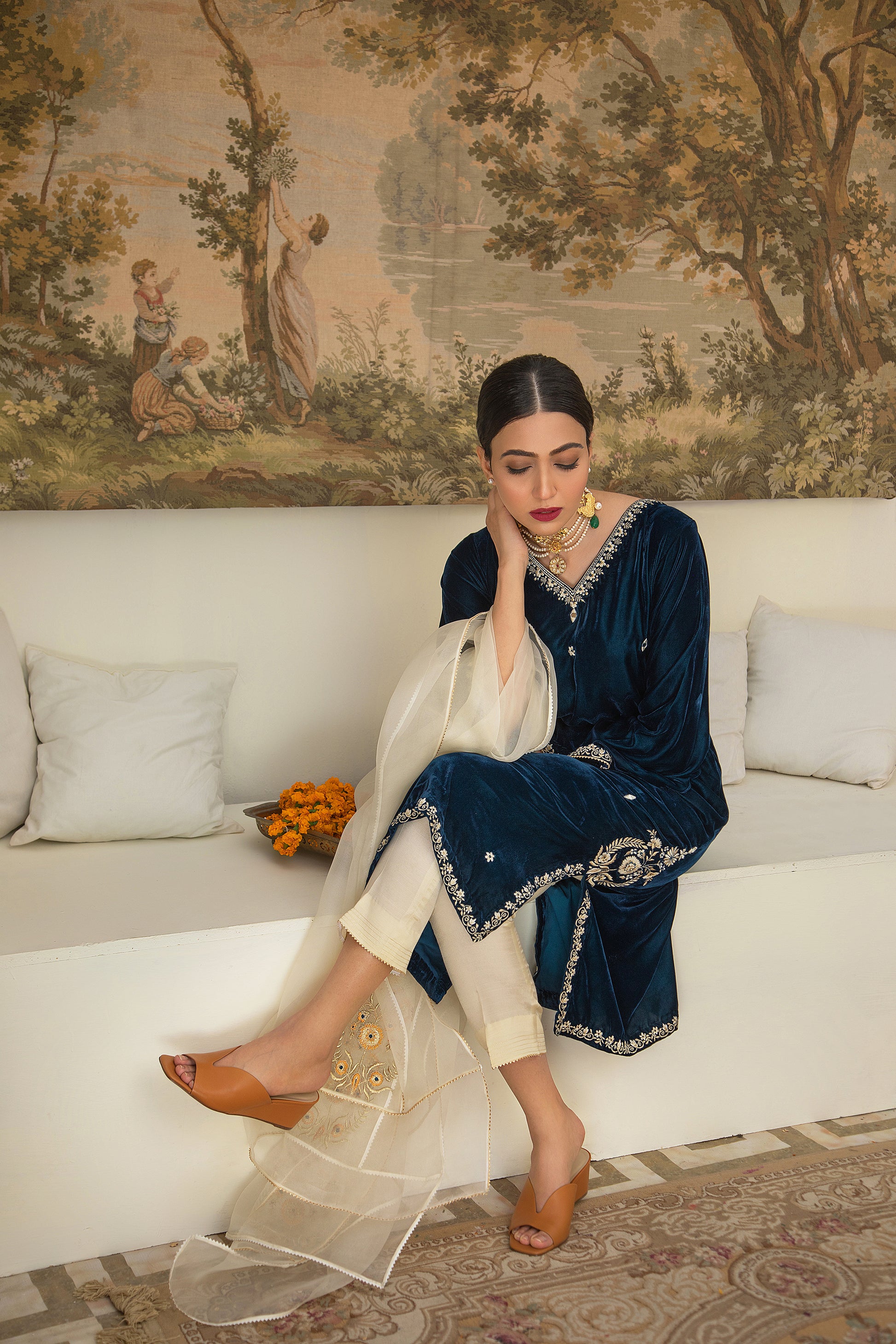 velevt, navy blue, wedding , formals, designer wear , winter pret, Gazelle by Roma Abbas 